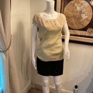 CABLE & GAUGE STRETCH GLITTERY & LACE BEADS TOP XL